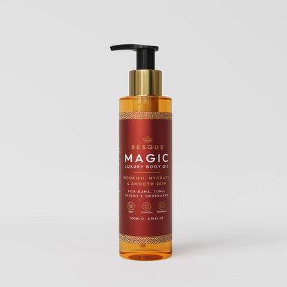 Besque Original Magic Body Oil, 3.4oz, After Shower Body Oil For Women, Hydrating Skin Care For Full Body That Plumps, Tightens, & Firms Skin With Natural Ingredients, Made In UK - Pack of 1